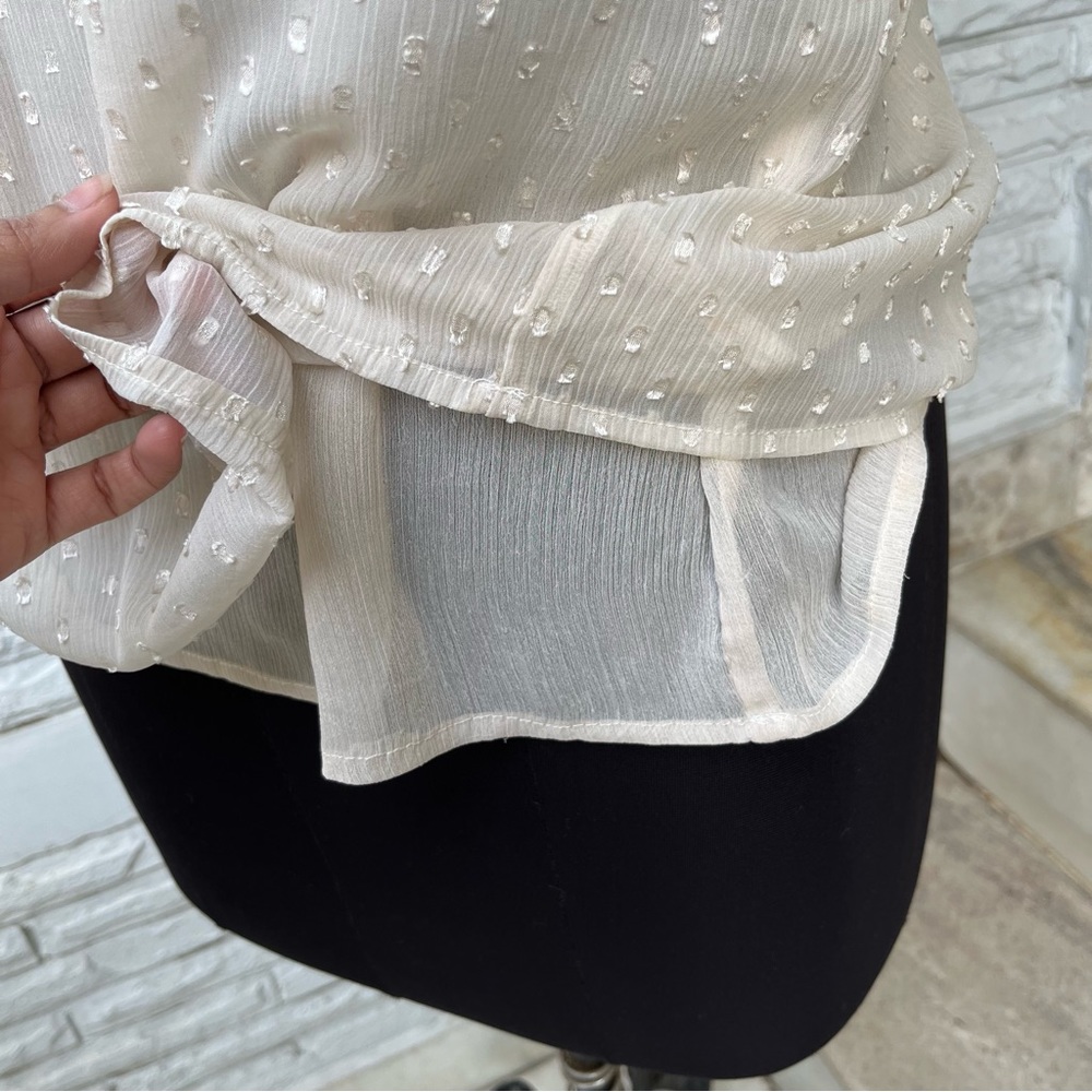 Beautiful Beige Ruffle Neck Top - Picture 6 of 6